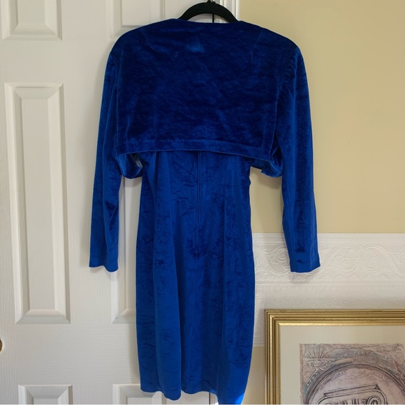 Avon Fashions Sleeveless Blue Velvet Dress w/ Matching Bolero Jacket Size 6 - Picture 12 of 15